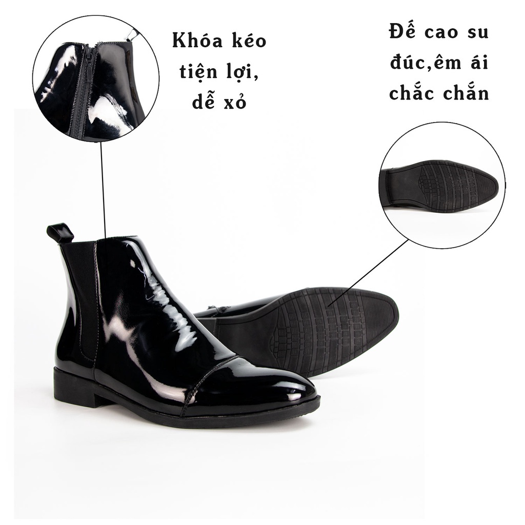 Giày Boots Nam Chelsea Boots Classic Đế Tăng 5cm Chiều Cao Màu Nâu Đỏ Đức Linh GDA046