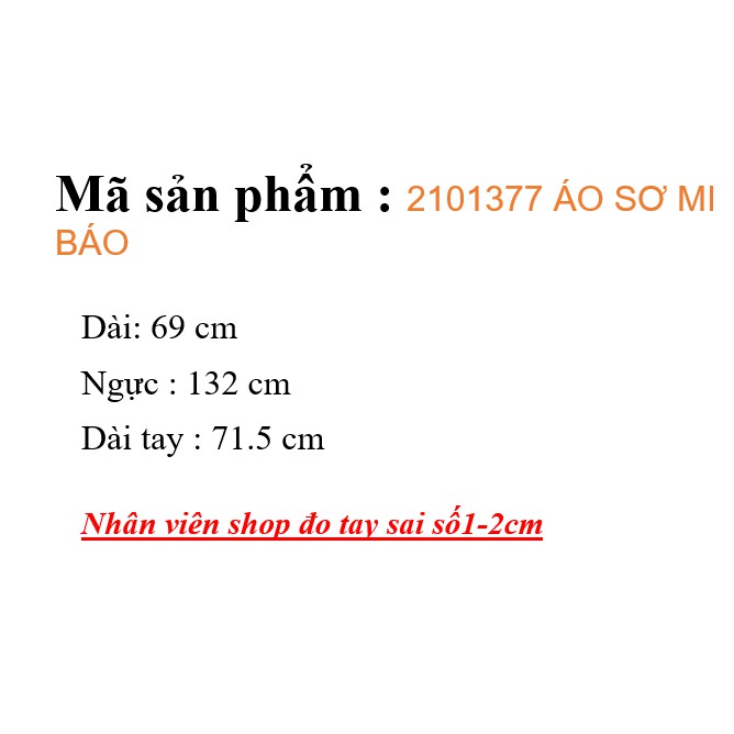 [Mã WASKT304 giảm 15% tối đa 30K đơn 99K] 2101377 ÁO SƠ MI BÁO | BigBuy360 - bigbuy360.vn