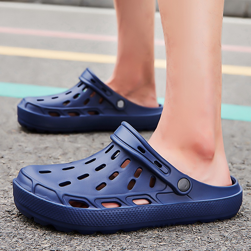 Summer Korean Men Fashion Casual Hole Shoes Breathable Clogs Outdoor Slippers Beach Waterproof Light Sandals Size39-46