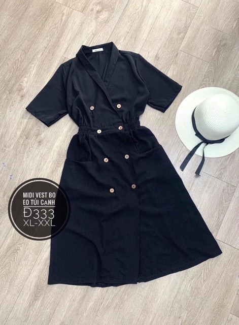 Bigsize Đầm vest nút gỗ 60-85kg