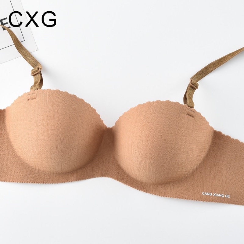 Áo lót nữ su đúc kiểu quả ngang không gọng C.X.G cao cấp. Áo chip nâng ngực A23. Kèm ảnh và video thật.