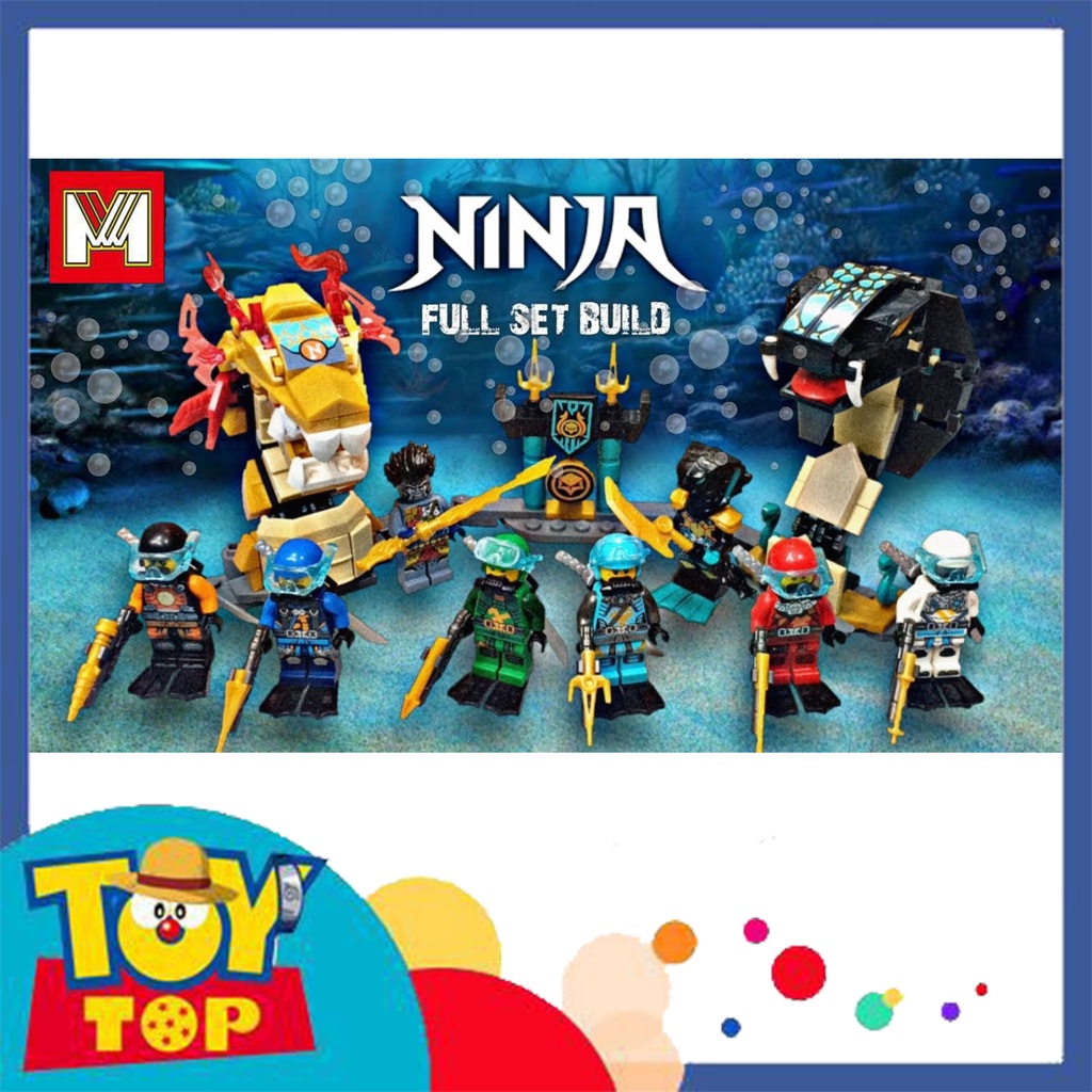 Đồ chơi lắp ráp ninja combo 8 mini ninja seabound thợ lặn biển mô phỏng đền rắn đại dương ss15 xếp hình MG380