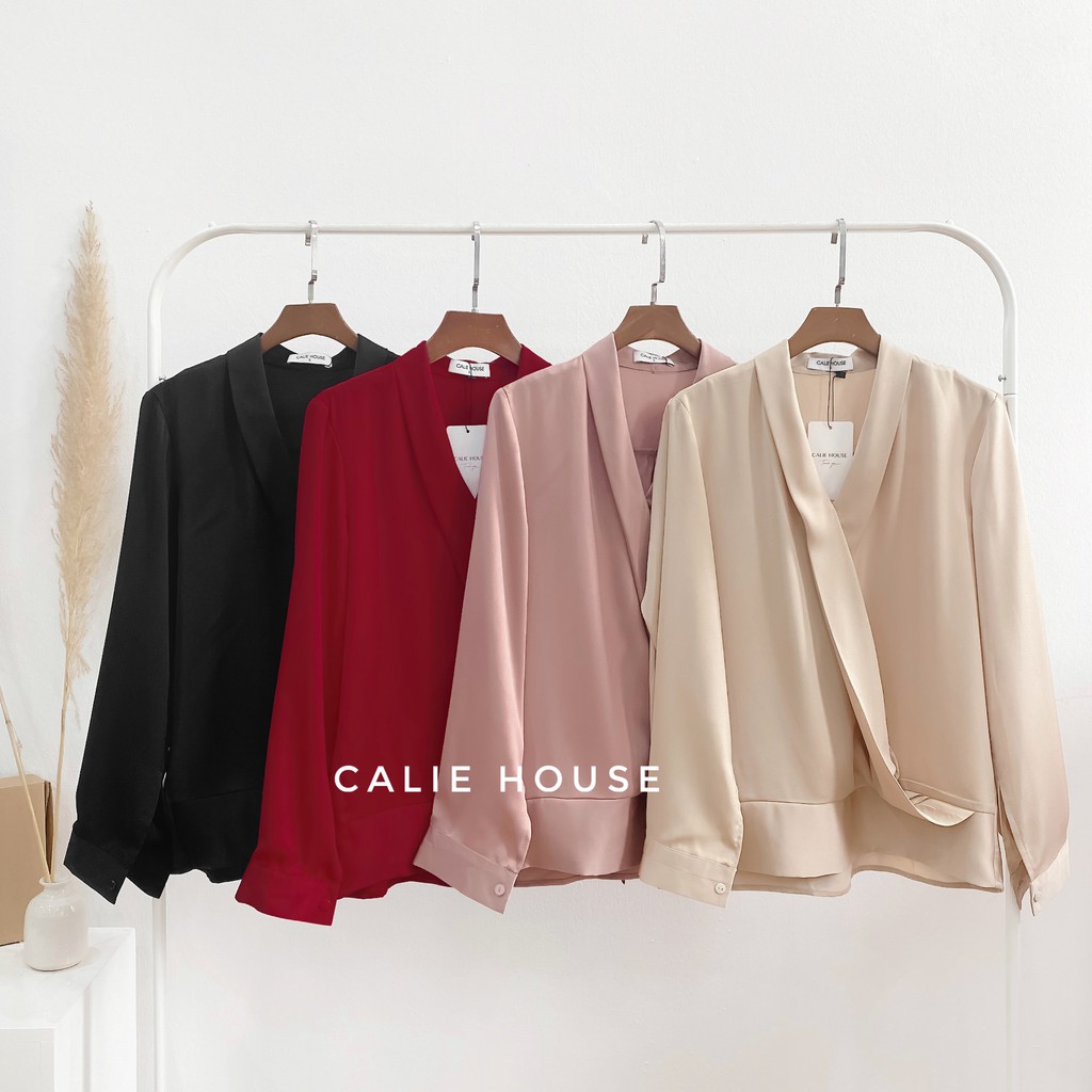 Áo sơ mi cổ chéo thời trang công sở Calie house A130 | BigBuy360 - bigbuy360.vn