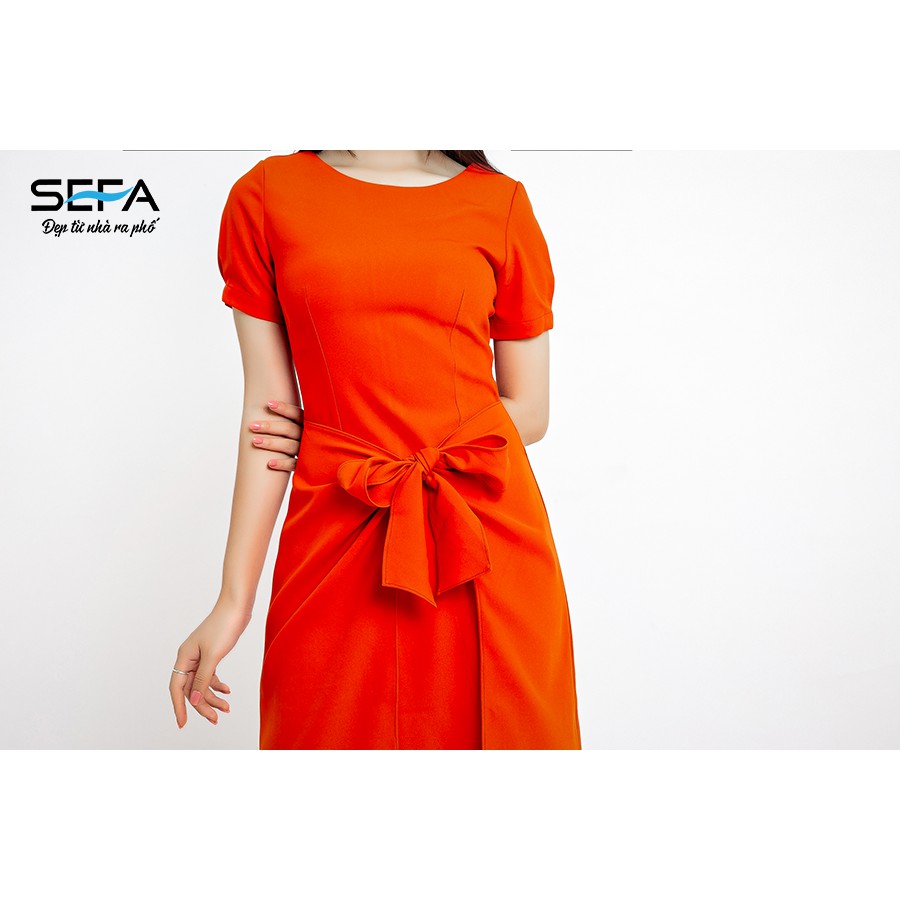 Đầm xòe SEFA thăt nơ cổ tròn SFT3012