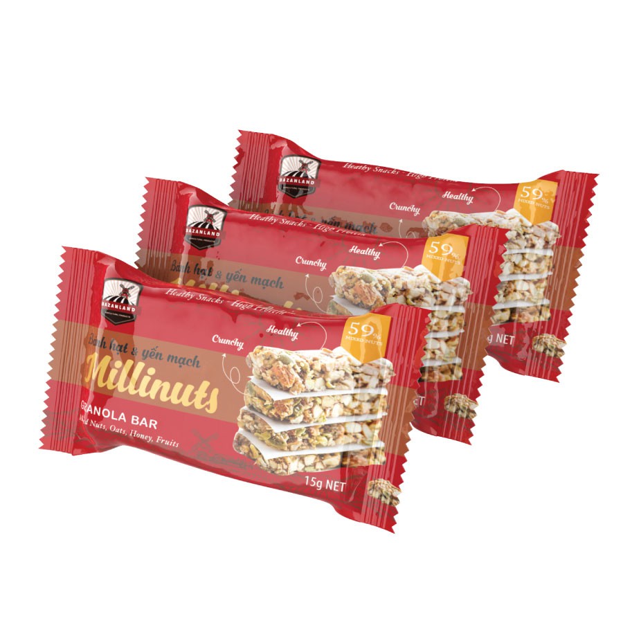 [ HCM Giao Hỏa Tốc] Thanh Ngũ Cốc Yến Mạch Millinuts giàu dinh dưỡng từ 6 loại hạt ngũ cốc hộp 36 thanh (TL: 360g)