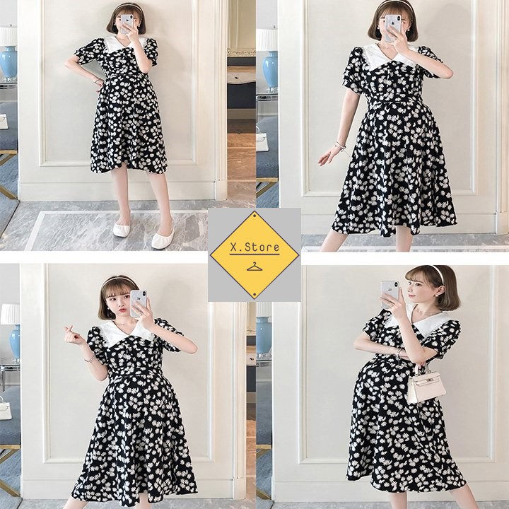 Váy Hoa Cúc Phối Cổ Trắng Cánh Sen Có Ảnh Thật Tự Chụp + Đánh Giá X.Store
