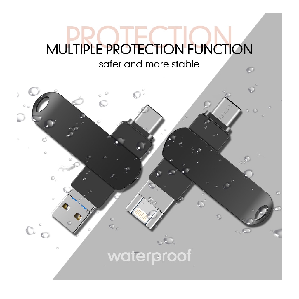 Ổ đĩa flash USB OTG cho loại C/Iphone 16/32/64/128/256/512GB 3 trong 1 bằng kim loại