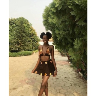 SET LEN MÓC VÁY MÀU NÂU (HÌNH SHOP TỰ CHỤP) - INB SHOP NẾU CHỌN MÀU KHÁC HIMI244