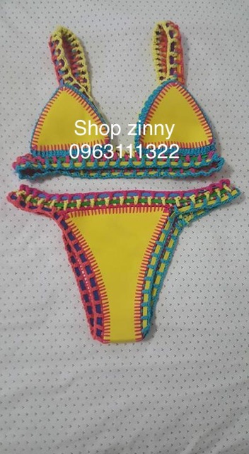 Bikini vải bọc viền len 2 mặt