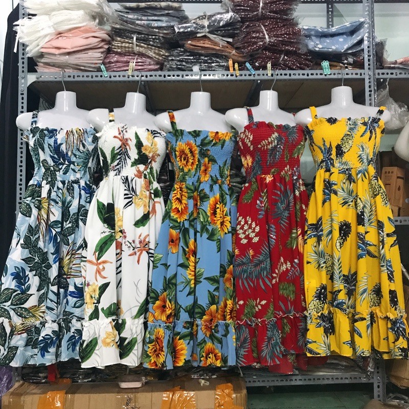 Váy đầm Quảng Châu cao cấp đi chơi, đi biển trẻ trung vạt chéo