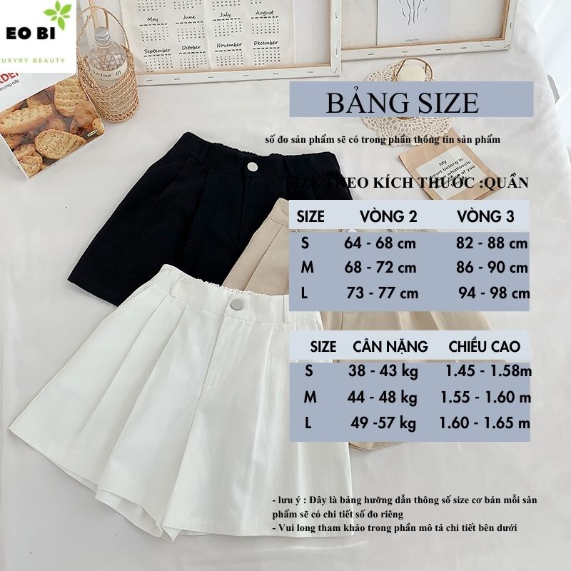 Quần short vải nữ 3 mầu kiểu dáng công sở ulzzang vintage hàn quốc -EOBI