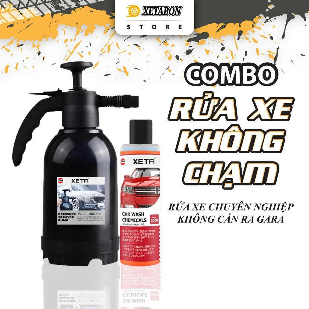 Dung dịch rửa xe không chạm dung tích 200ml kèm bình phun tuyết cầm tay Xeta đánh bay mọi vết bẩn trên xe ô tô