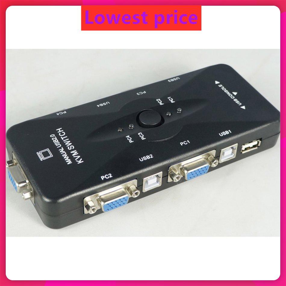 Portable USB 2.0 KVM 4 Port SVGA VGA Keyboard Mouse Switch Box Monitor Sharing