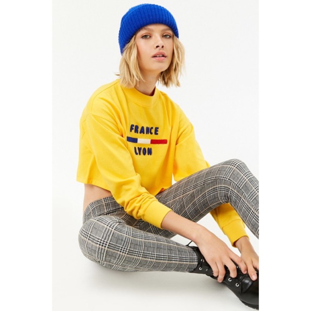 [AUTH] Áo Croptop Tay Dài F21 France Mock Neck