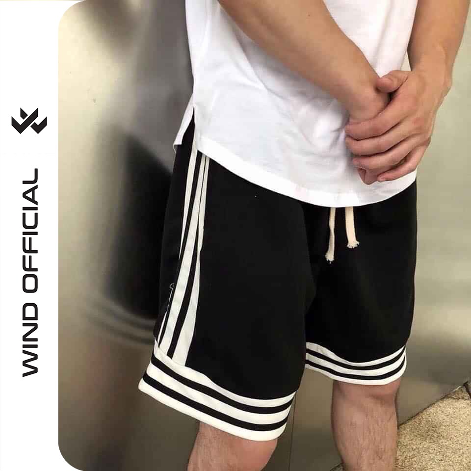 Quần short bóng chày Wind unisex thun lửng Sọc quần đùi nam nữ oversize ulzzang