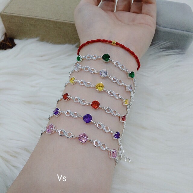 LẮC TAY NỮ BẠC TA - LẮC TAY VÔ CỤC ĐÍNH ĐÁ MÀU