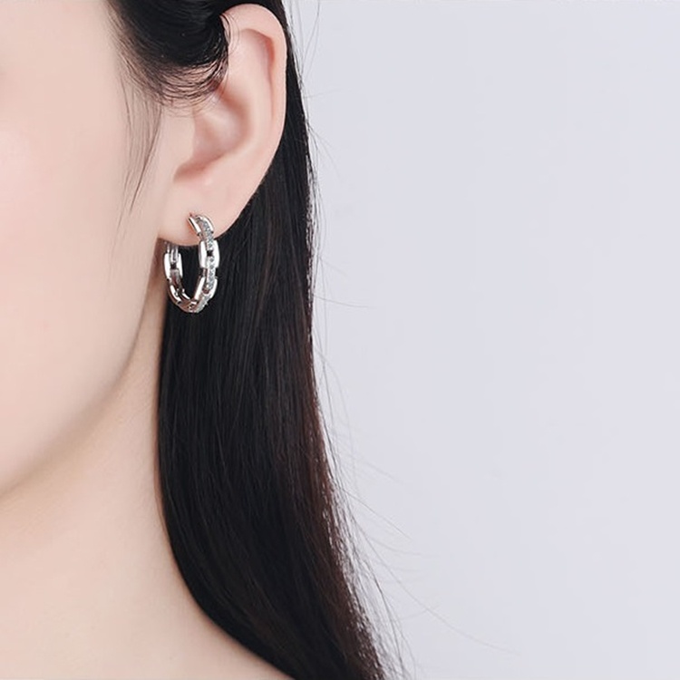 Bông tai khuyên tròn thời trang nữ, S925 - HT313