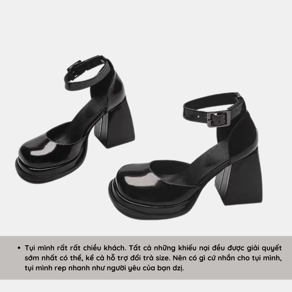 [ SẴN FULLSIZE - SHIP HỎA TỐC ] Giày Mary Janes quai gài phong cách Anh Quốc cổ điển - Giày đế cao 9cm dành cho nữ