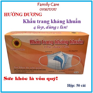 Khẩu Trang Y Tế Xám/Đen/Xanh 4 Lớp Cao Cấp Hướng Dương (50C)