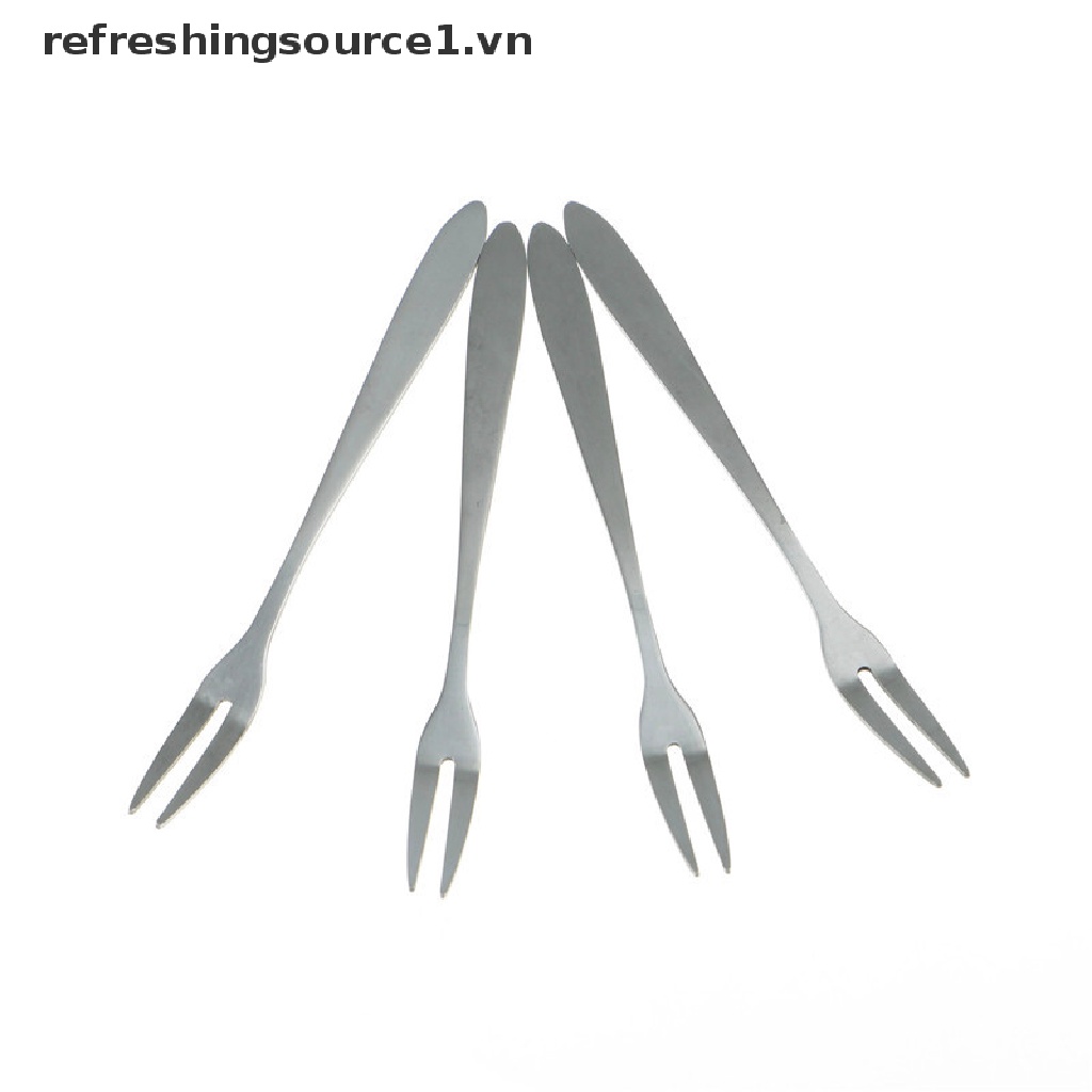 Bộ 6 nĩa ăn trái cây hai đầu bằng thép không gỉ sáng tạo tiện lợi