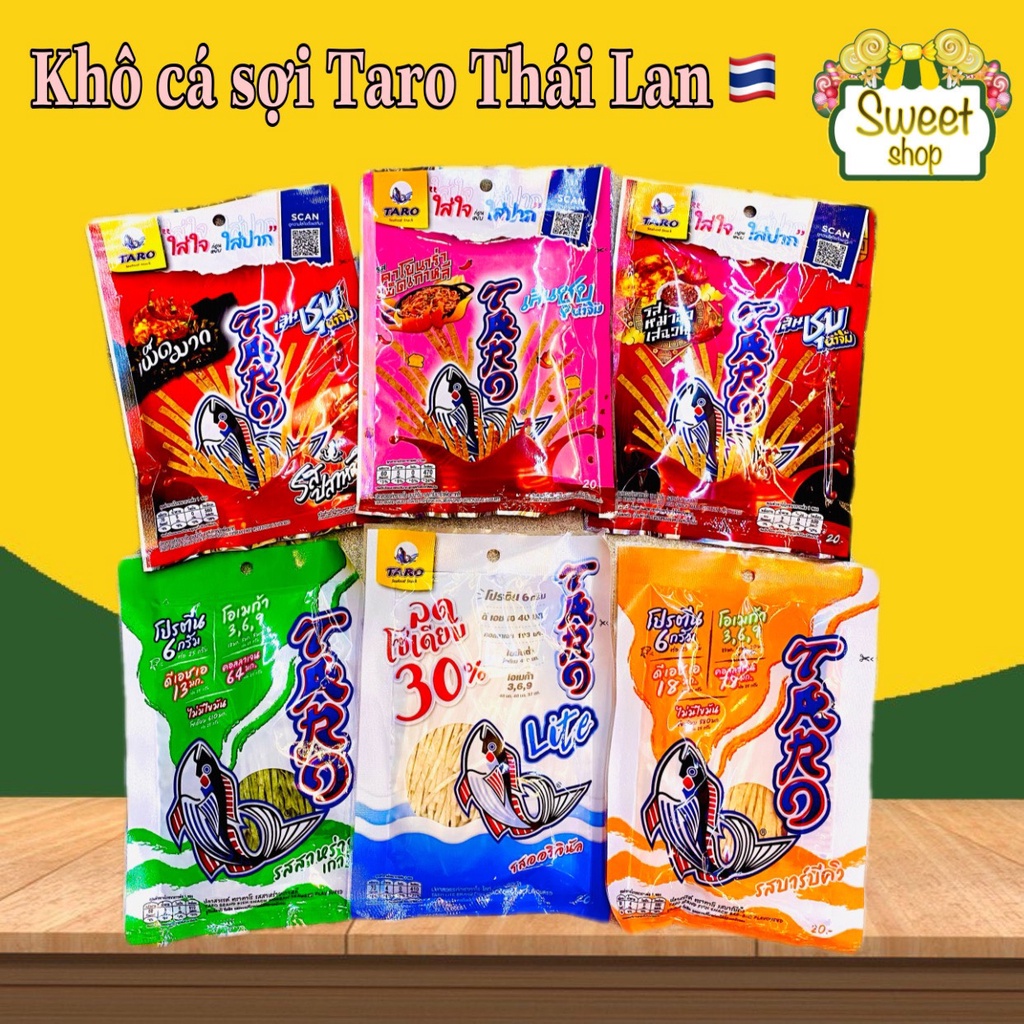 KHÔ CÁ SỢI TARO THÁI LAN ĐỦ VỊ 22gr