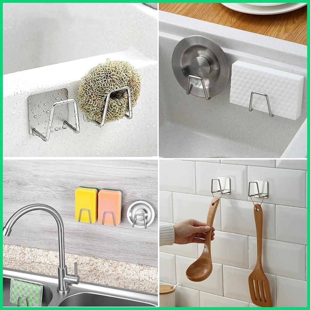 Set 4 Giá Đỡ Bọt Biển Rửa Chén Gắn Tường Chắc Chắn &amp; Thông Gió Mạnh Cho Bồn Rửa Nhà Bếp