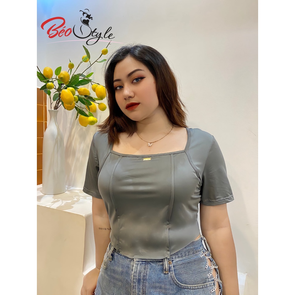 Áo thun croptop Bigsizize thiết kế siêu xinh kiểu Hàn Quốc AKBS028 Dành cho các nàng từ 55-95kg-Mặc đi chơi, dạo phố