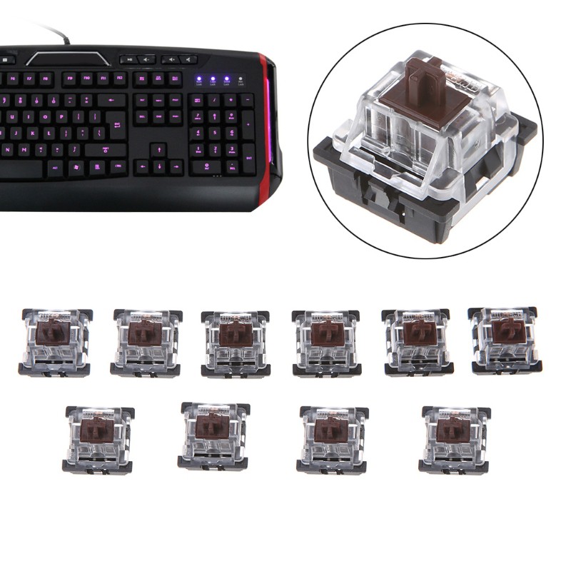 10Pcs 3 Pin KeyCaps Brown Mechanical Keyboard Switch for Cherry MX Keyboard