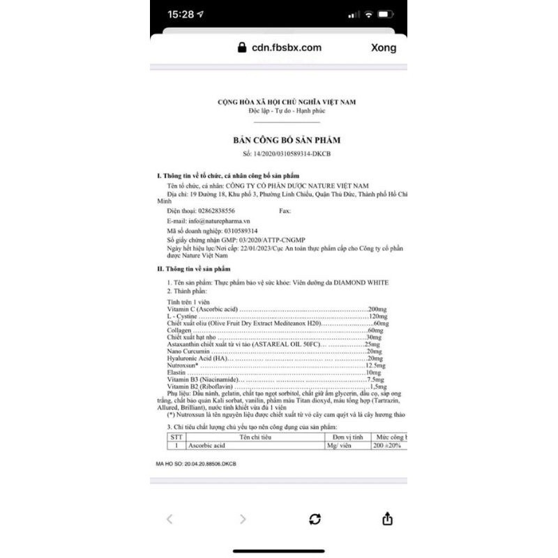 Viên uống trắng da Ngọc trinh diamond white