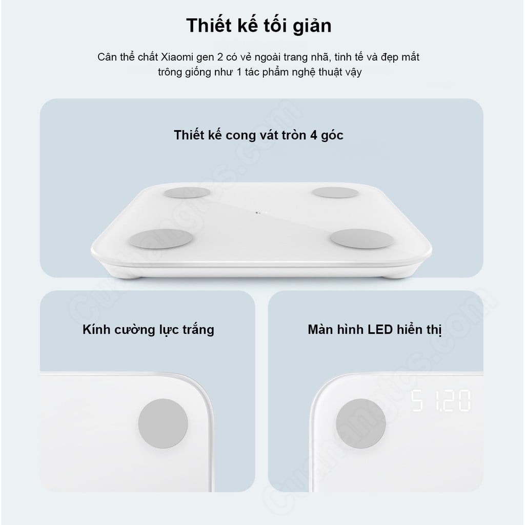 Cân điện tử thông minh Xiaomi Body Fat Scale 2 Universal kết nối Bluetooth- Hàng chính hãng bào hành 12 tháng