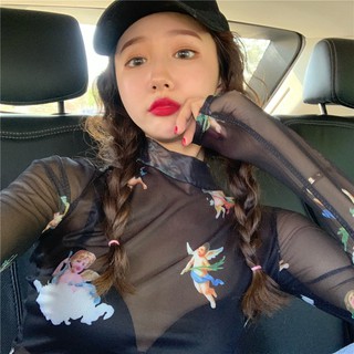 Áo Croptop Angel thiên thần đen