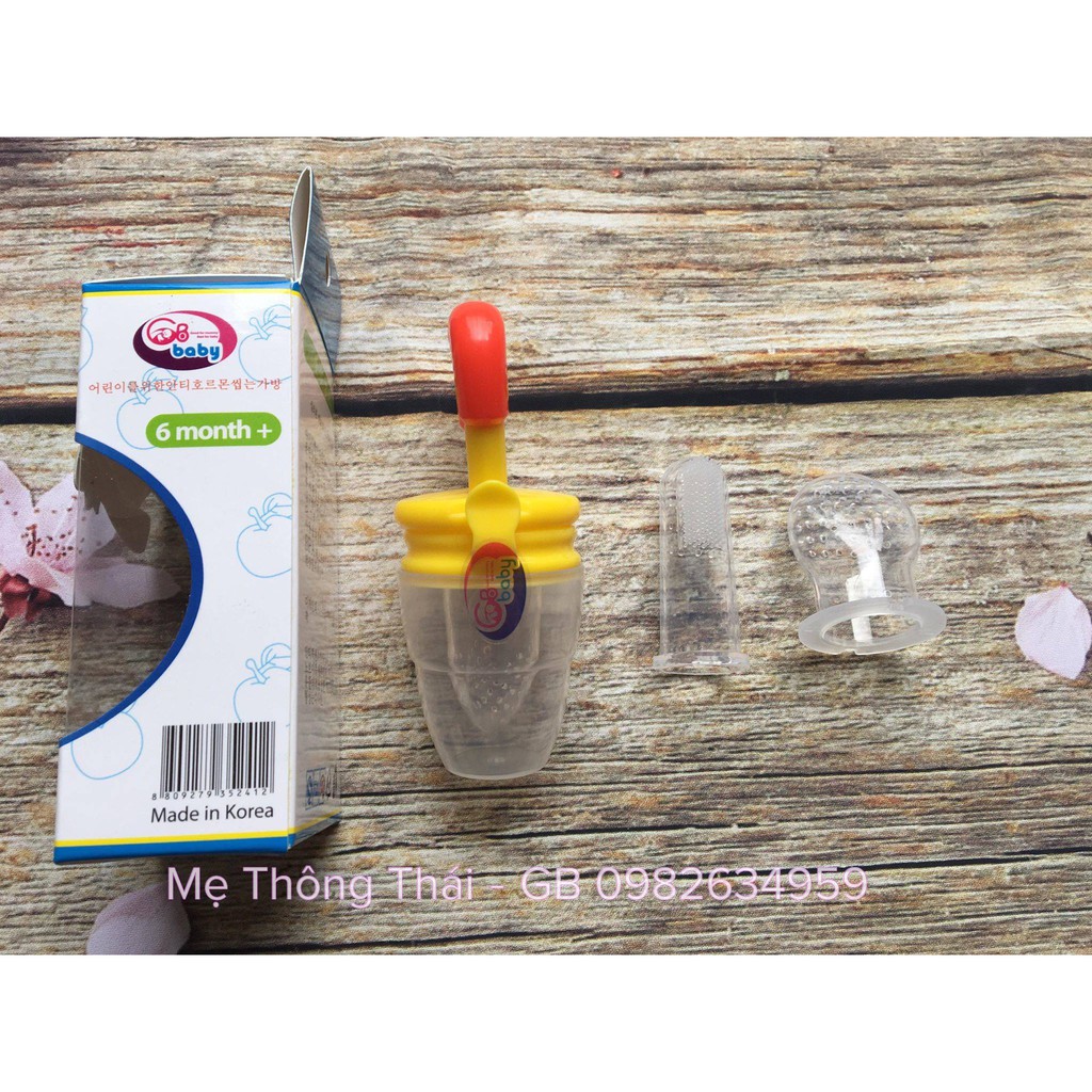 ( Tặng kèm Núm Thay Thế Và Rơ Lưỡi Silicon) Túi Nhai Ăn Dặm GB Baby Hàn Quốc Cho Bé Từ 5 - 6 Tháng