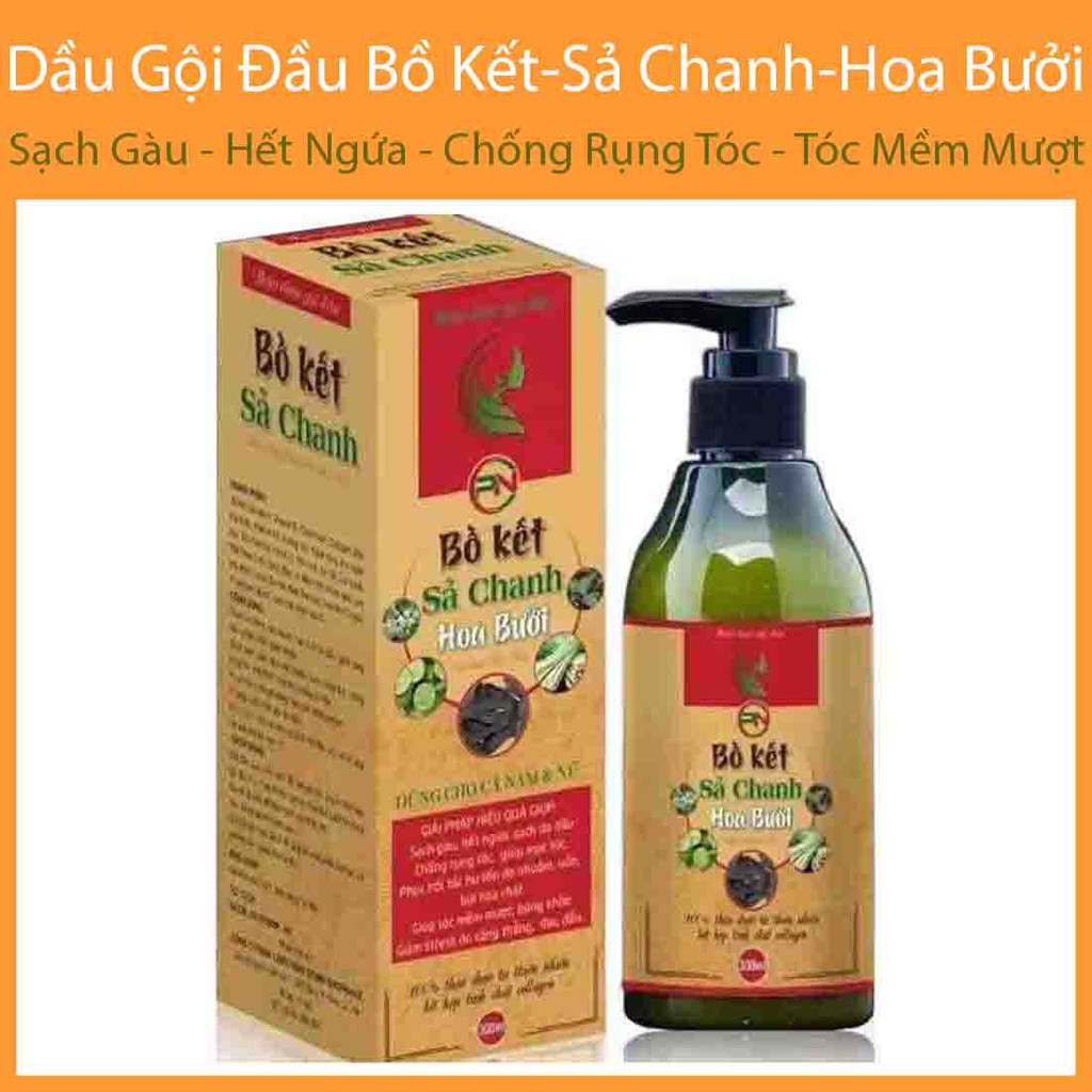 DẦU GỘI BỒ KẾT-SẢ CHANH-HOA BƯỞI TÍNH CHẤT THẢO MỘC