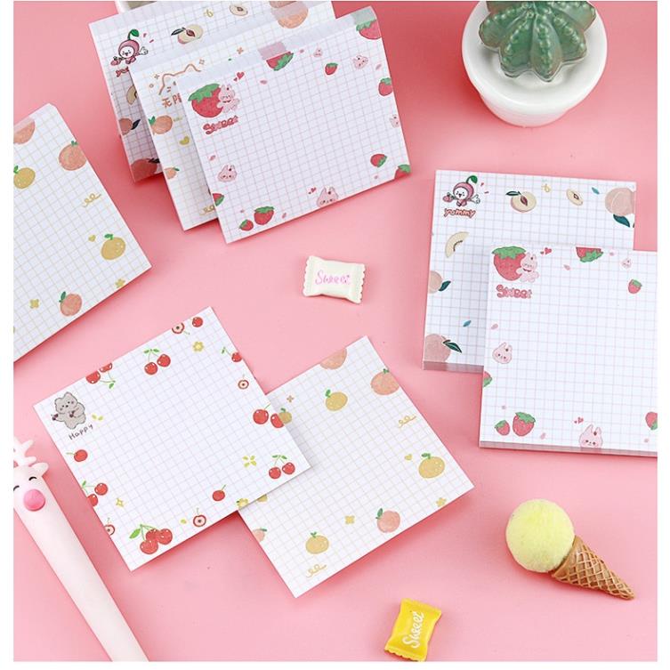 Giấy ghi chú KOLANO giấy note ghi nhớ 80 tờ 80 x 80 mm kẻ caro họa tiết hoạt hình SSN-001406