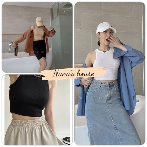 Áo Thun Croptop Ba Lỗ Basic 🎁 Nana's House - FREESHIP 🎁 Phông trơn hở bụng ôm body thiết kế sexy nhiều màu