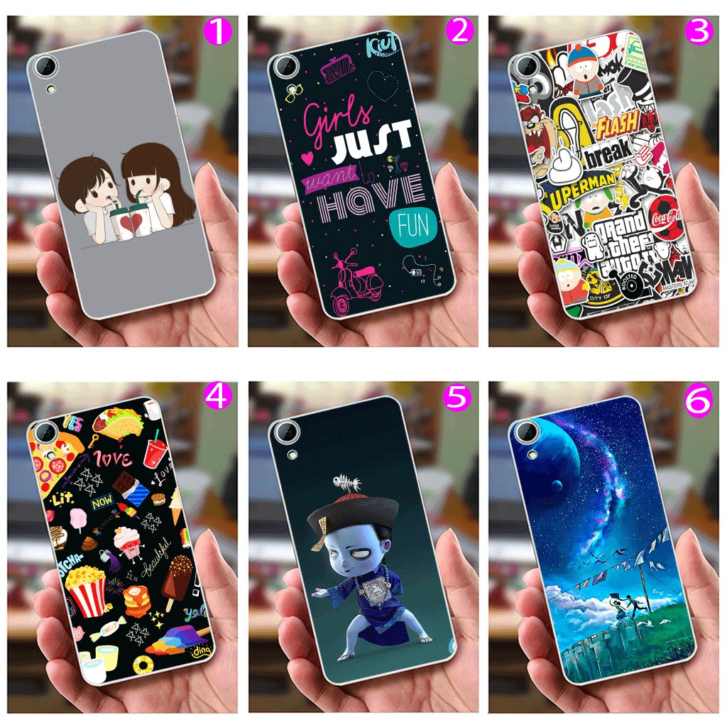 Ốp lưng HTC 820 (dẻo viền trắng trong) - Hình Tiểu Cương Thi, Couple, Flat Lay