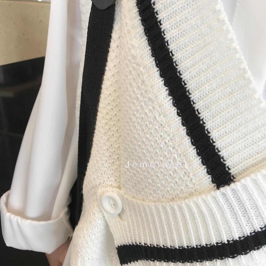 Áo Gile Nữ Dáng Ngắn Ghile Len Trơn Croptop Form Rộng Phong Cách Thời Trang Hàn Quốc Eime 3 Màu Xám Đen Trắng 1754 | BigBuy360 - bigbuy360.vn