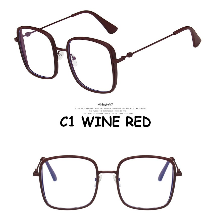 Kính mát gọng kim loại vuông chống bức xạ máy tính kiểu dáng thời trang đơn giản cho nữ