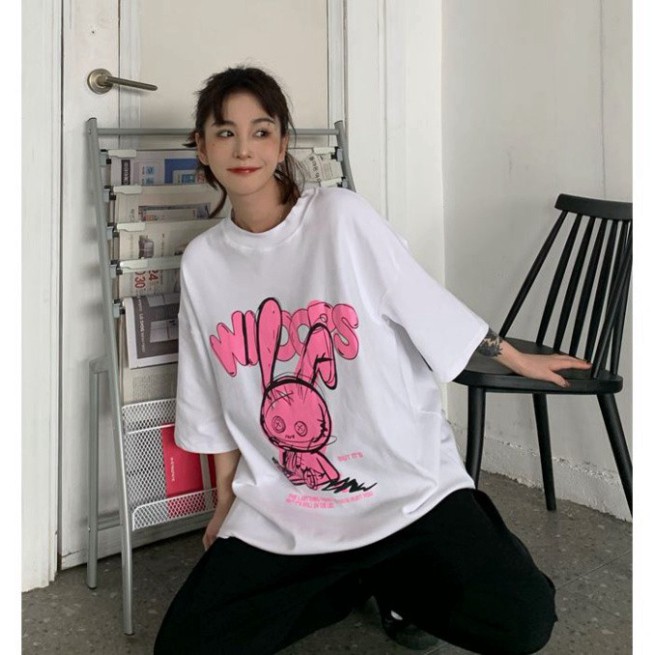 ÁO THUN, ÁO PHÔNG TAY LỠ UNISEX FORM RỘNG OVERSIZE RABBIT NELLY ANIME M842 DH SHOP SUPERSALE