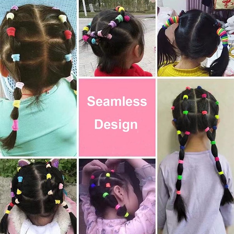 Dây thun cột tóc set 50 sợi bản dày nhún co giãn bé gái TÍM STORE nhiều màu sắc tươi sáng dễ thương