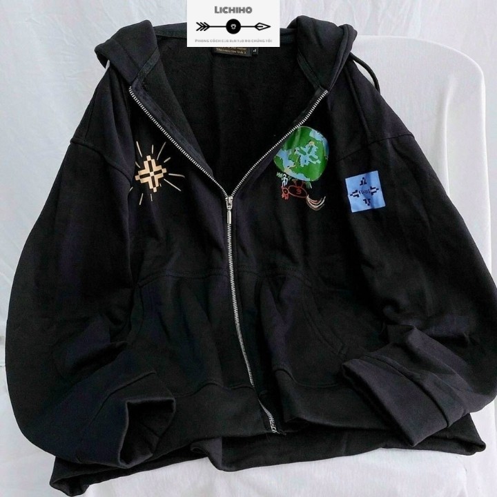 Áo khoác nỉ dây kéo unisex form rộng Hàn Quốc phong cách ulzzang street style nữ nam LEVENTS AKNM03 LICHIHO cực chất