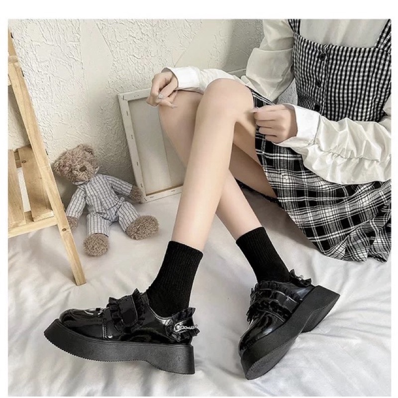 [Sẵn] Giày Oxford Lolita đính trái tim ( BÓNG VÀ NHÁM ) Size 35 - 40 A08-8