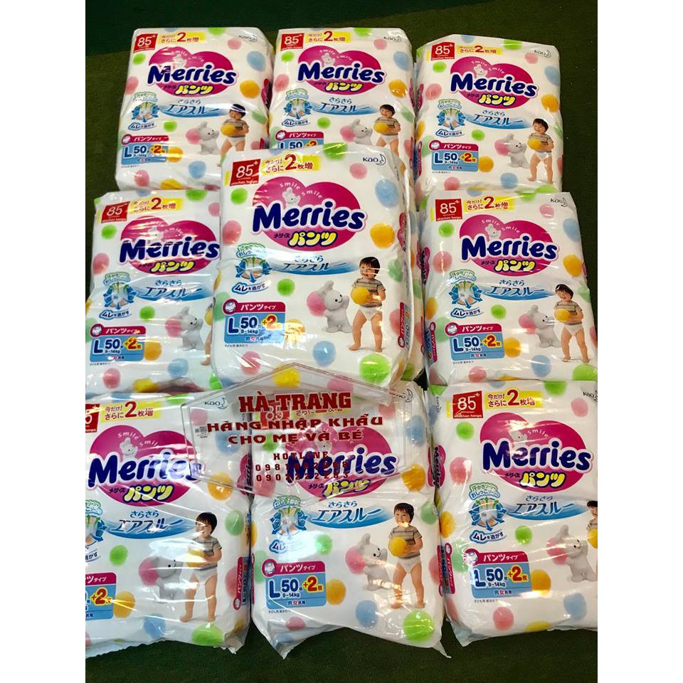 Bỉm Merries nội địa size L quần 50 + 2 quần (9-14kg)