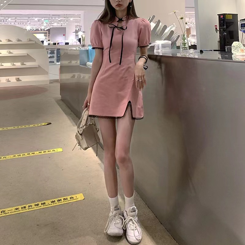Đầm sườn xám Perty dáng ngắn thời trang Hàn Quốc cho nữ