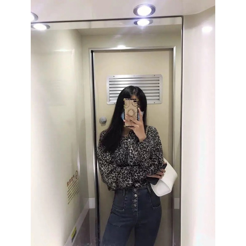 Sơmi hoạ tiết da báo