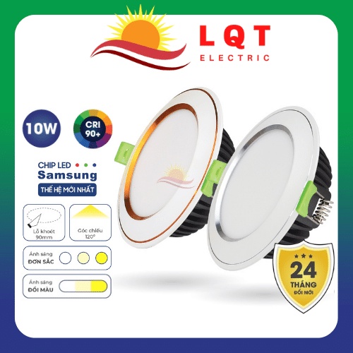 Đèn led trang trí âm trần đèn led downlight KINGLED 10w mặt cong màu vàng màu bạc hàng chính hãng Cao Cấp