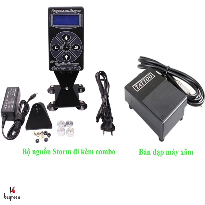 Combo Ưu Việt Bộ Máy Xăm Thunder Pen Kết Hợp Nguồn Storm - Tặng kèm mực tập và kim ngòi
