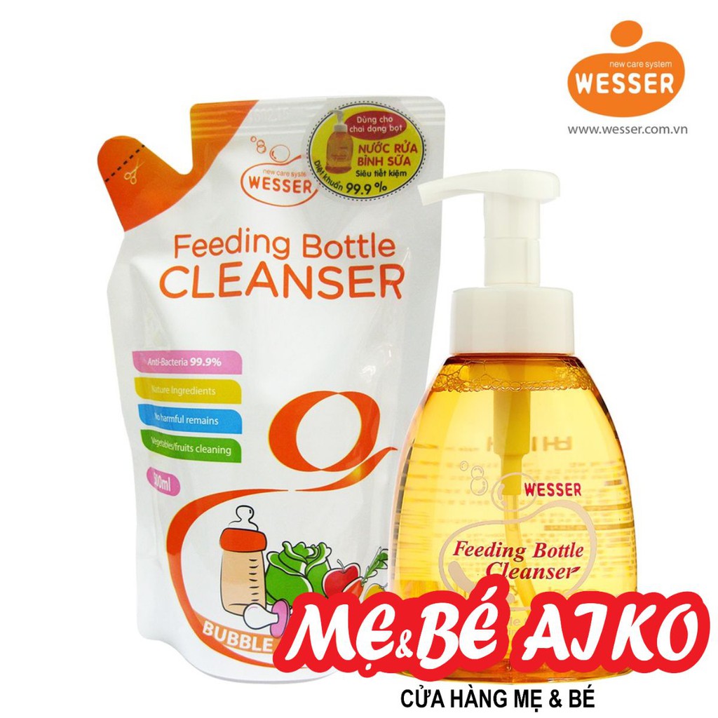 Nước Rửa Bình Sữa Wesser Chai/Gói 500ml