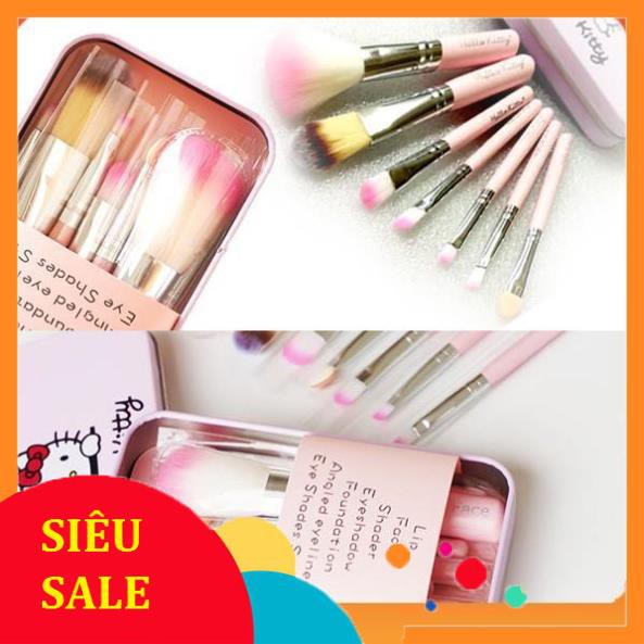 Bộ Cọ Makeup Hello Kitty Hộp Thiếc Mini Siêu Tiện Lợi Mùi Beauty