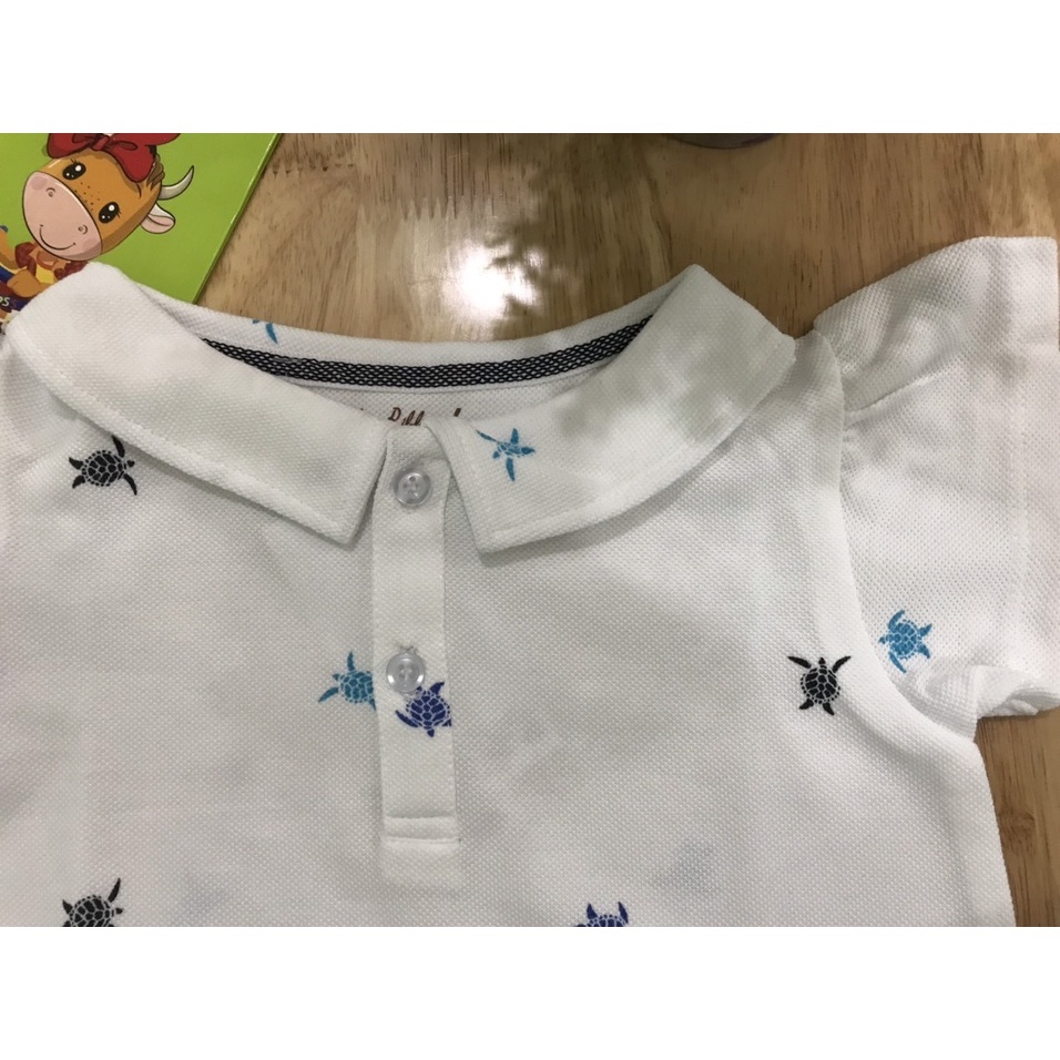 Váy đầm Polo trắng cho bé gái chất cotton thoáng mát có họa tiết rùa nhỏ GD050709PTR